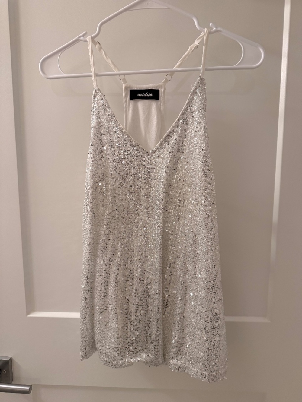 Silver Sequin Racerback Tank - Picture 1 of 2